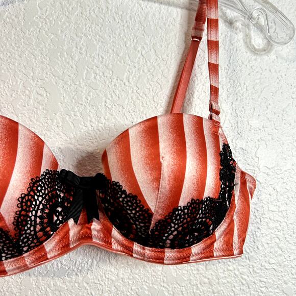 Pleasure State White Label Bra Womens Size 34B Red Stripe Black Lace SAMPLE - Picture 5 of 6